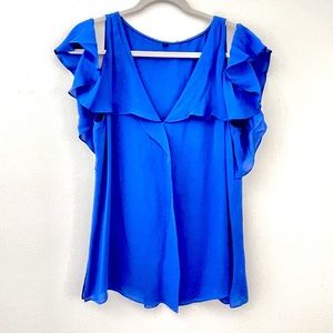 Cobalt blue silk top flouncy